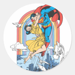 Sticker Rond Superman & Lois en jaune