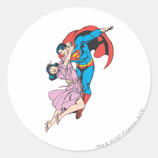 Sticker Rond Superman & Lois en rose (Devant)