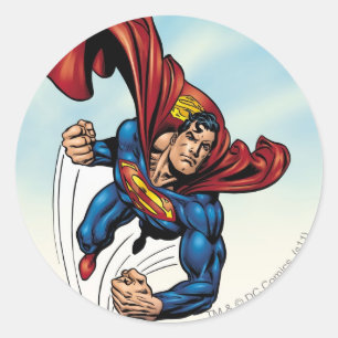 Sticker Rond Superman passe en l'air