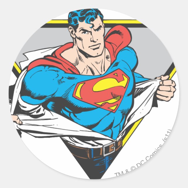 Sticker Rond Superman révélé (Devant)