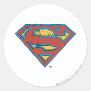 Sticker Rond Superman S-Shield Bleu Plan - Logo