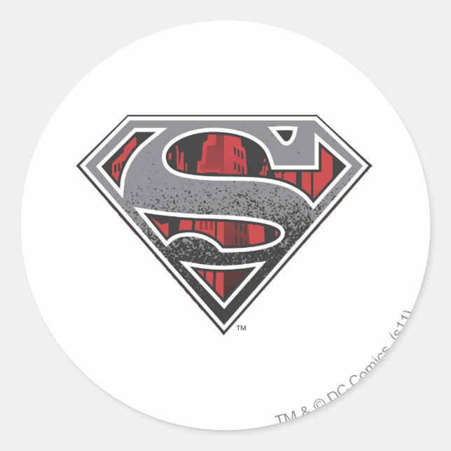Sticker Rond Superman S-Shield | Logo de Grey et Red City (Devant)