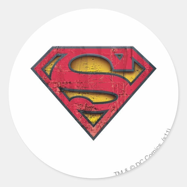 Sticker Rond Superman S-Shield | Logo en détresse (Devant)