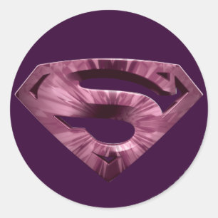 Sticker Rond Superman S-Shield Logo Rose Star Burst