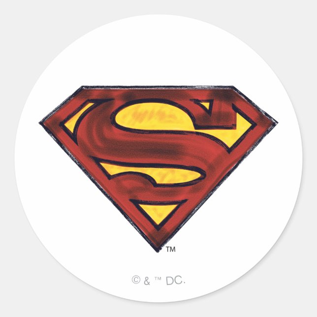 Sticker Rond Superman S-Shield | Logo rouge foncé (Devant)