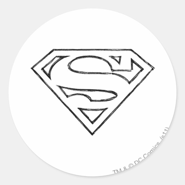 Sticker Rond Superman S-Shield | Logo Simple Black Outline (Devant)