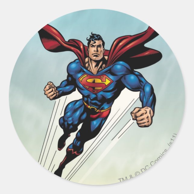 Sticker Rond Superman saute vers le haut (Devant)