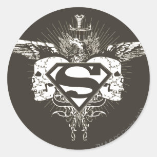Sticker Rond Superman Stylisé  Logo des crânes noirs