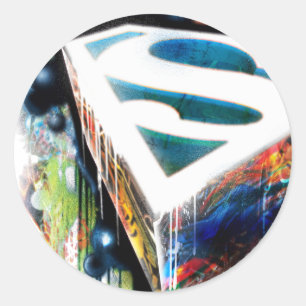 Sticker Rond Superman Stylisé Logo Urban Graffiti