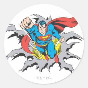Sticker Rond Superman Tears Thru