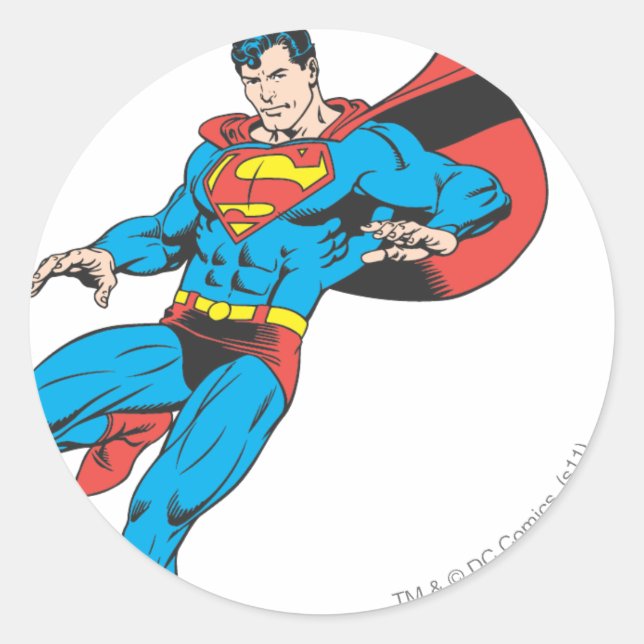 Sticker Rond Superman Terres Légèrement 2 (Devant)