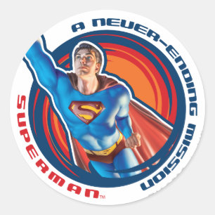 Sticker Rond Superman Une mission sans fin
