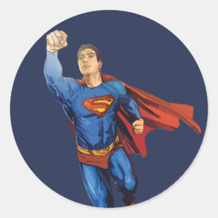 Sticker Rond Superman volant à gauche