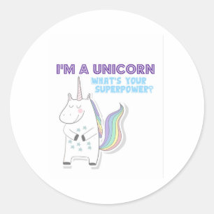 Sticker Rond Superpuissance de l'Unicorne