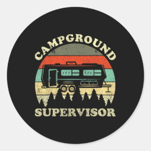 Sticker Rond Superviseur de camping familial mari femme