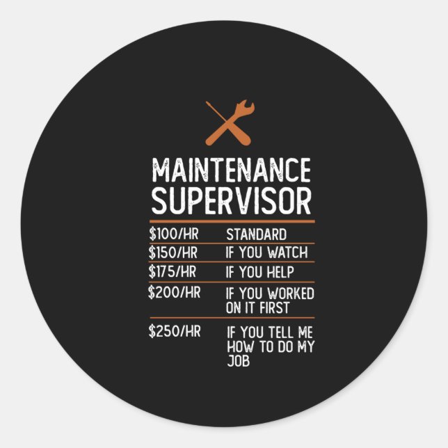 Sticker Rond superviseur de maintenance emploi drôle Cadeau Idé (Devant)