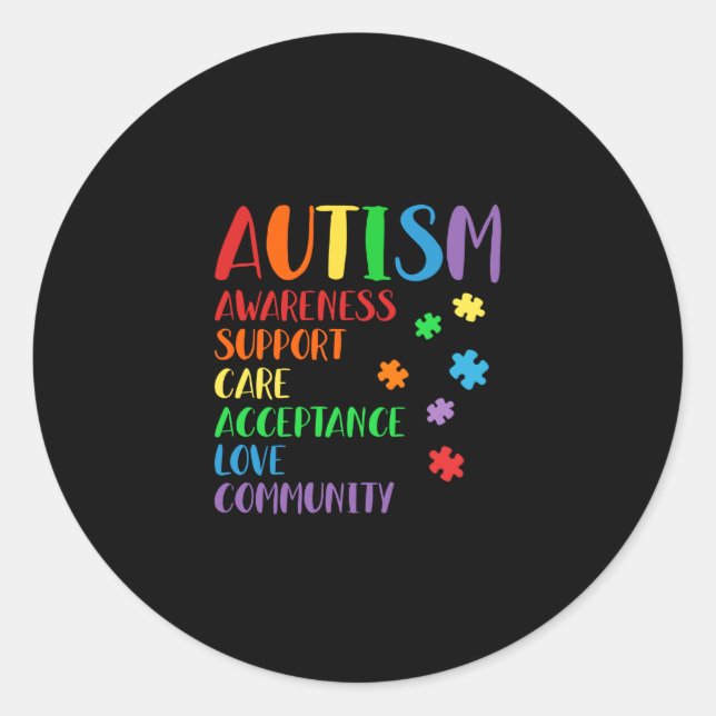 Sticker Rond Support Acceptance Ally Autism (Devant)