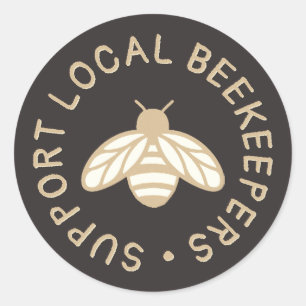 Sticker Rond Support apiculteurs locaux jolie abeille à miel Ic