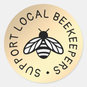 Sticker Rond Support apiculteurs locaux jolie abeille à miel Ic