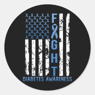 Sticker Rond Support Flag USA Type 2 Type 1 Diabetes Awar