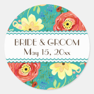 Sticker Rond Support Rose de feuille de Ranunculus moderne