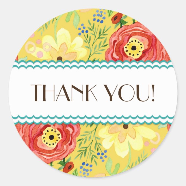 Sticker Rond Support Rose de feuille de Ranunculus moderne (Devant)