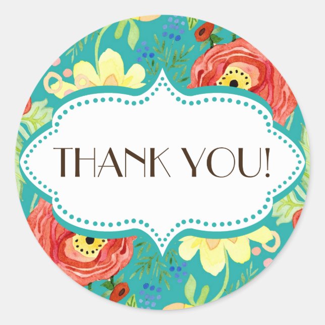 Sticker Rond Support Rose de feuille de Ranunculus moderne (Devant)