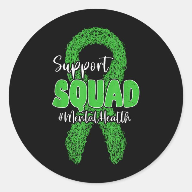 Sticker Rond Support Squad Mental Health Awareness Lime Green R (Devant)