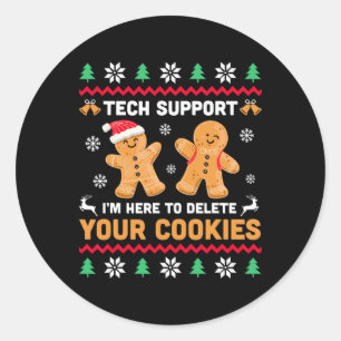Sticker Rond Support Technique De Noël Ici Pour Supprimer Cooki