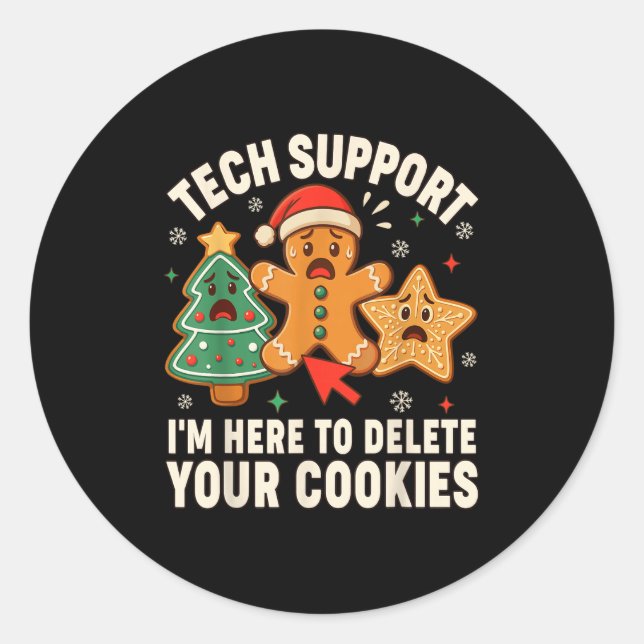 Sticker Rond Support Technique De Noël Ici Pour Supprimer Les C (Devant)