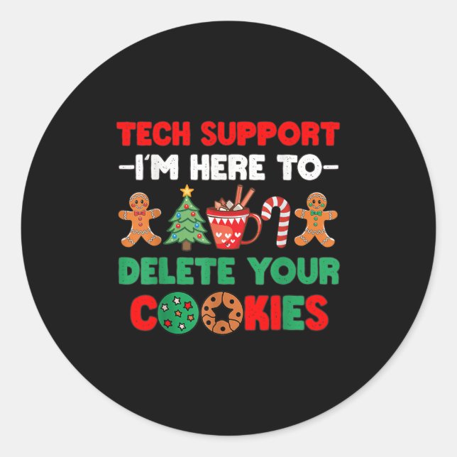 Sticker Rond Support Technique De Noël Ici Pour Supprimer Les C (Devant)