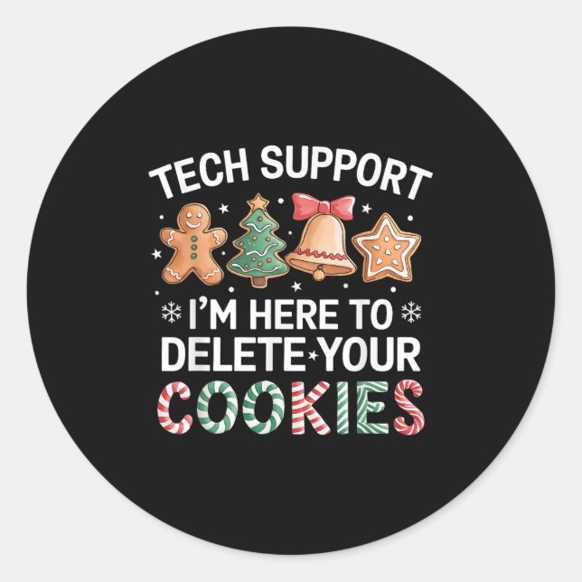 Sticker Rond Support Technique De Noël Ici Pour Supprimer Les C (Devant)