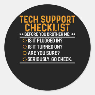 Sticker Rond Support technique Geek informatique Funny Techie I
