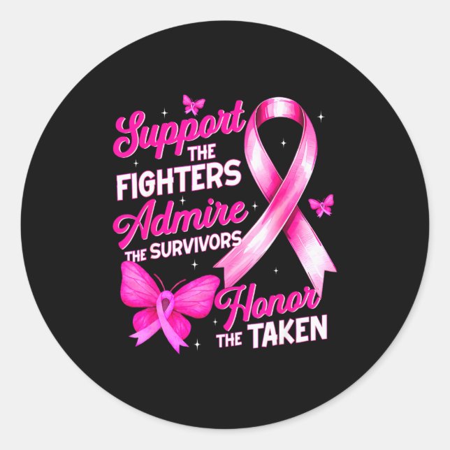Sticker Rond Suprt Admire Honor Breast Cancer Awareness Shirts  (Devant)