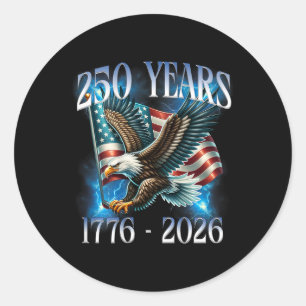 Sticker Rond Sur Ck Eagle And Flag 250 Ans 1776-2026 250e Anniv