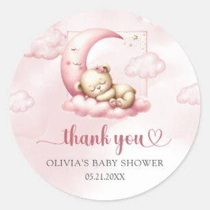 Sticker Rond Sur Cloud 9 mignon Baby shower fille rose autocoll