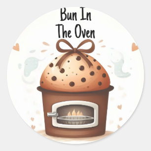 Sticker Rond Sur Fun Retro Boho Cake Bun Dans Le Baby shower Du