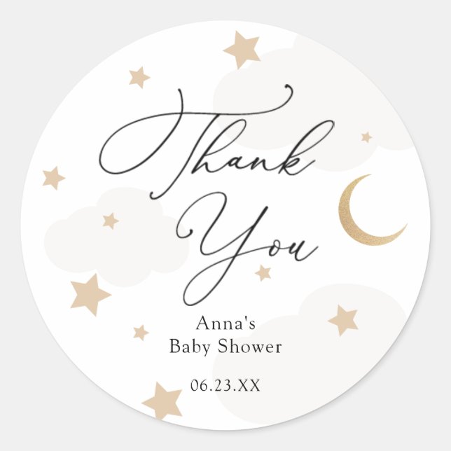 Sticker Rond Sur la lune Baby shower cadeau Stick classique ron (Devant)