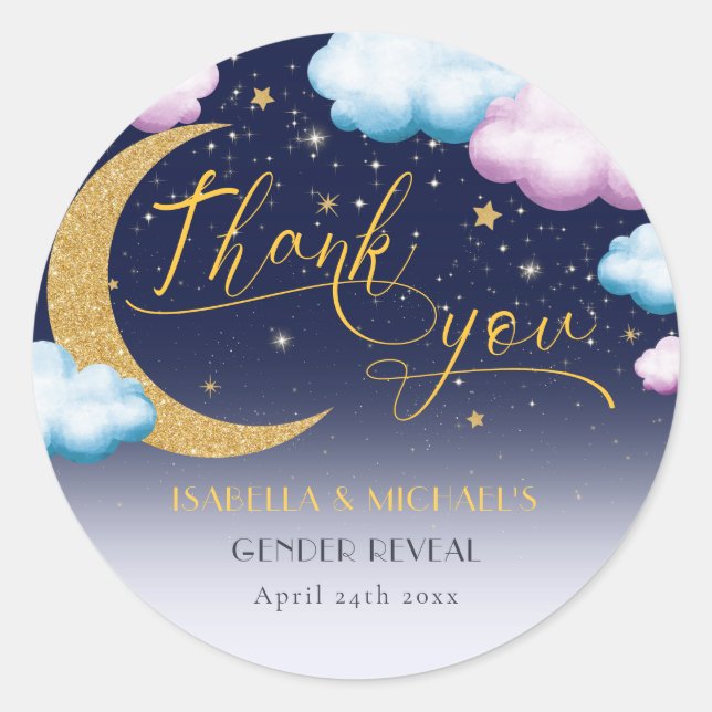 Sticker Rond Sur la lune, le Merci de la révélation du genre (Devant)