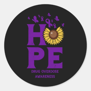 Sticker Rond Surdose de drogue Purple Hope Vintage Sunflower