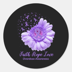 Sticker Rond Surdose de tournesol violet de papillon