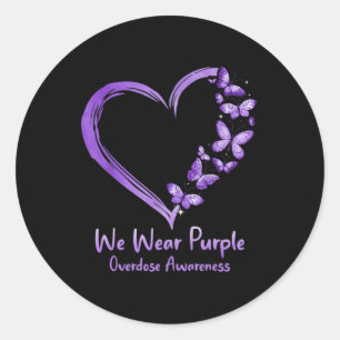 Sticker Rond Surdose Sensibilisation au papillon pourpre Coeur