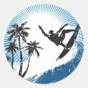 Sticker Rond Surf