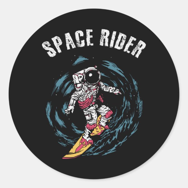 Sticker Rond Surf Astronaut Spatial Surfer (Devant)