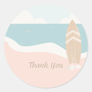 Sticker Rond Surf Beach Merci