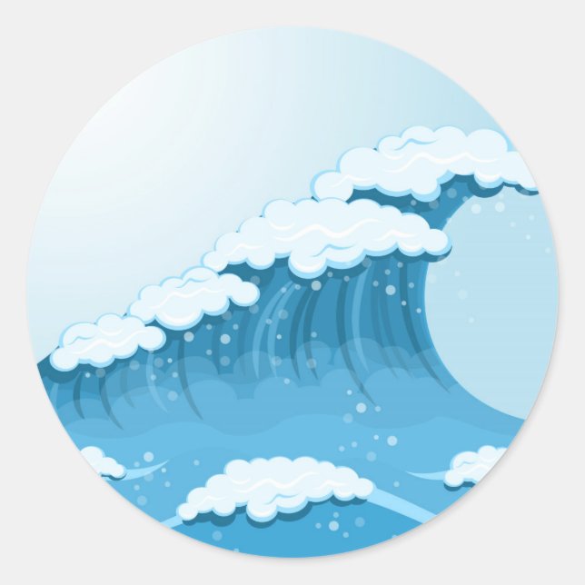 Sticker Rond Surf Blue Wave et océan (Devant)
