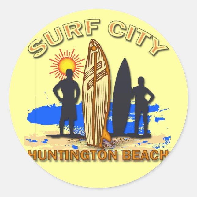 STICKER ROND SURF CITY HUNTINGTON BEACH (Devant)