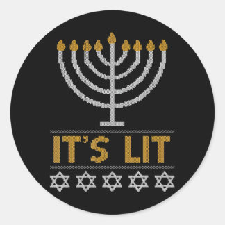Sticker Rond Surf de Brooklyn Hanoukka Menorah C'est Lit