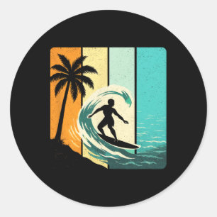 Sticker Rond Surf - Été de surf vintage