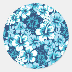 Sticker Rond Surf Floral Hibiscus Motif